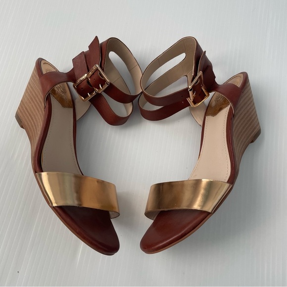 Vince Camuto Winca stacked heel wedge sandals ankle strap size 7 brown - Picture 3 of 8